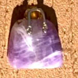 🆕DREAM AMETHYST GENUINE NATURAL STONE QUARTZ CARVED PURSE BAG TOTE CHARM #5